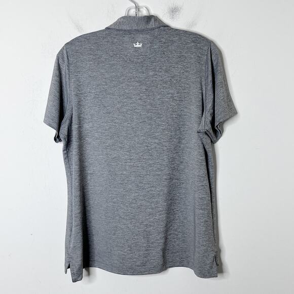 Peter Millar Men's Golf Polo Shirt L Heather Gray Short Sleeve Sport 1/4 Button - Picture 6 of 9